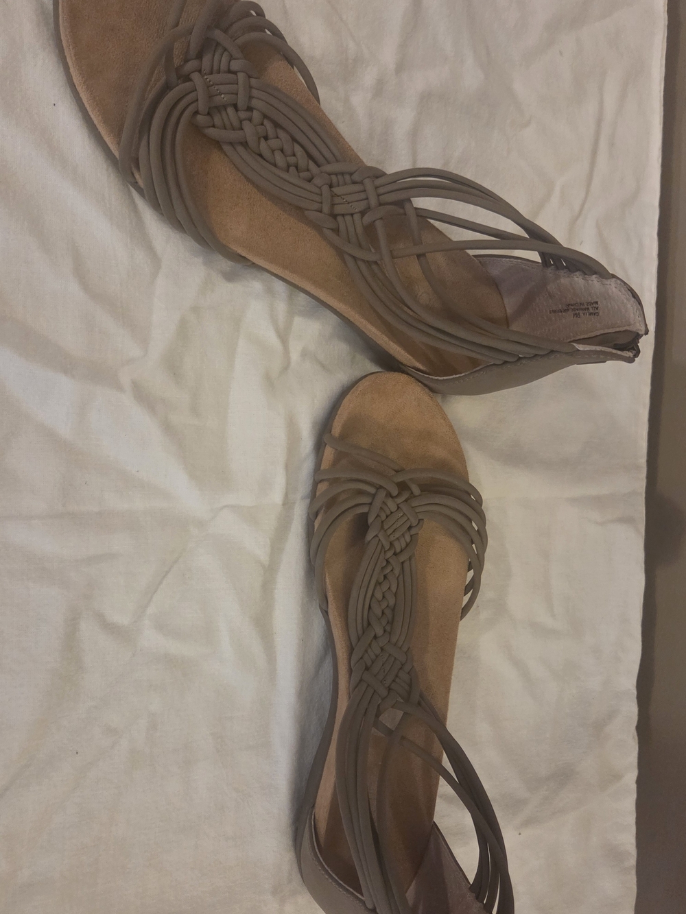 Camilla Braided Strappy Sandals in Taupe